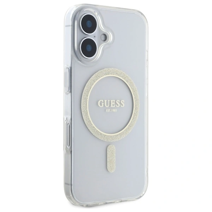 Guess GUHMP16MHFGERET Apple iPhone 16 Plus hardcase IML Glitter Circle MagSafe transparent