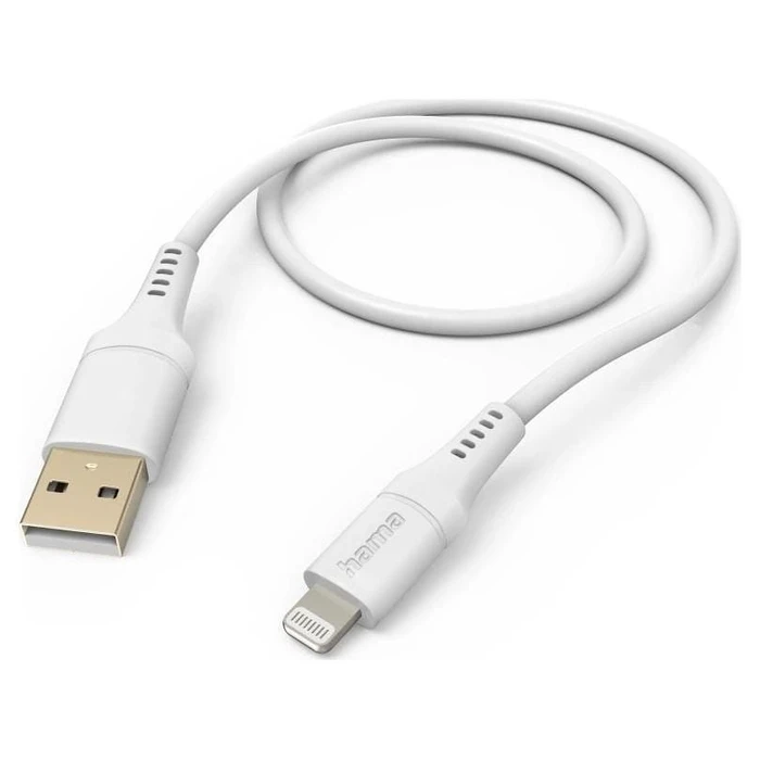 Καλώδιο Lightning Hama Flexible, USB-A - Lightning, 1,5m, silikon, White
