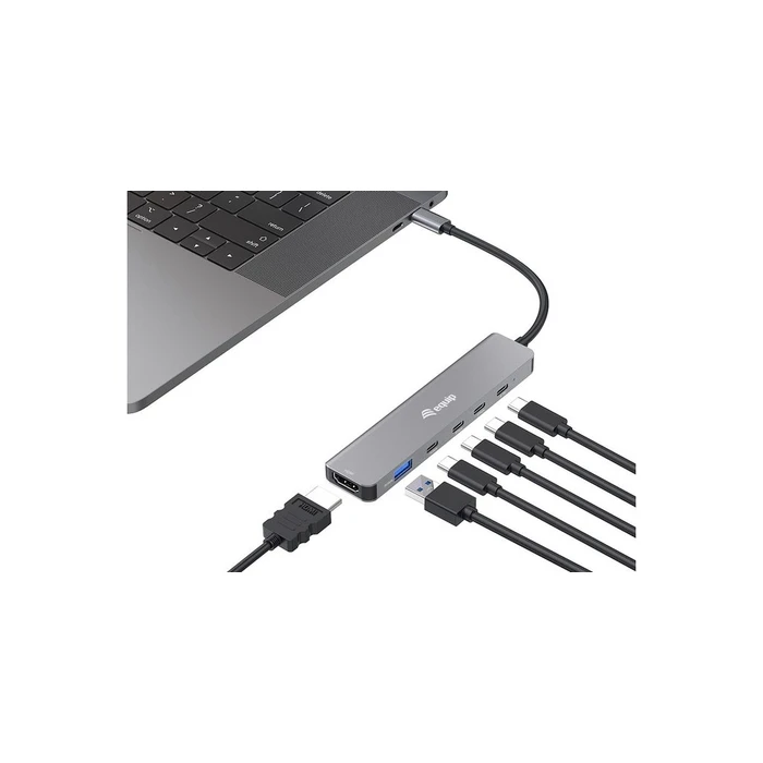 Docking Station Equip USB-C->HDMI/4xUSB-C/USB-A 4K/ 60Hz 0.25m Alu.