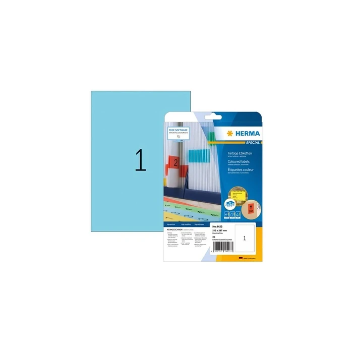 Ετικέτες Herma labels A4 Blue 210x297 mm Papier matt 20 St.