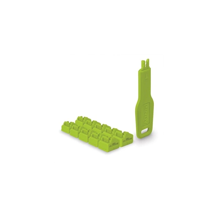 Κλειδαριά Port Lindy RJ45 Locks, Green, 10 Pieces + 1 Key