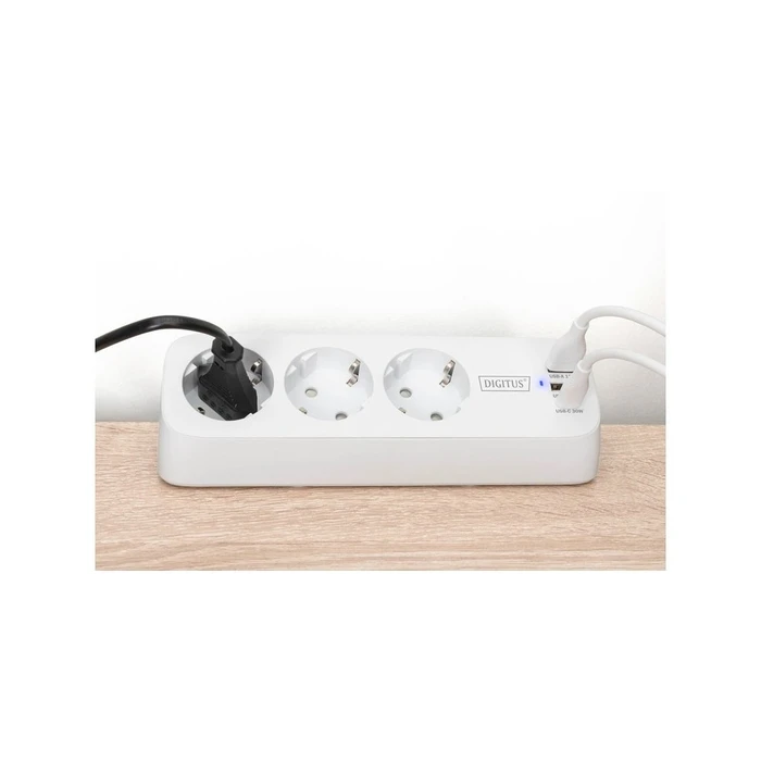 Πολύπριζο Digitus power strip 2x + 2USB 1,5m 12W 30W White
