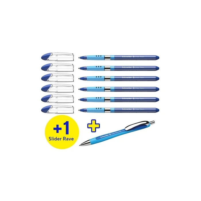 Στυλό Schneider Ballpoint Slider Basic XB Rave 6-piece Blue