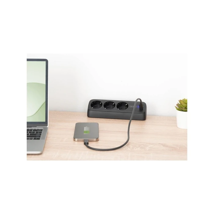 Πολύπριζο Digitus power strip 3x + 2USB 1,5m 12W 30W Black