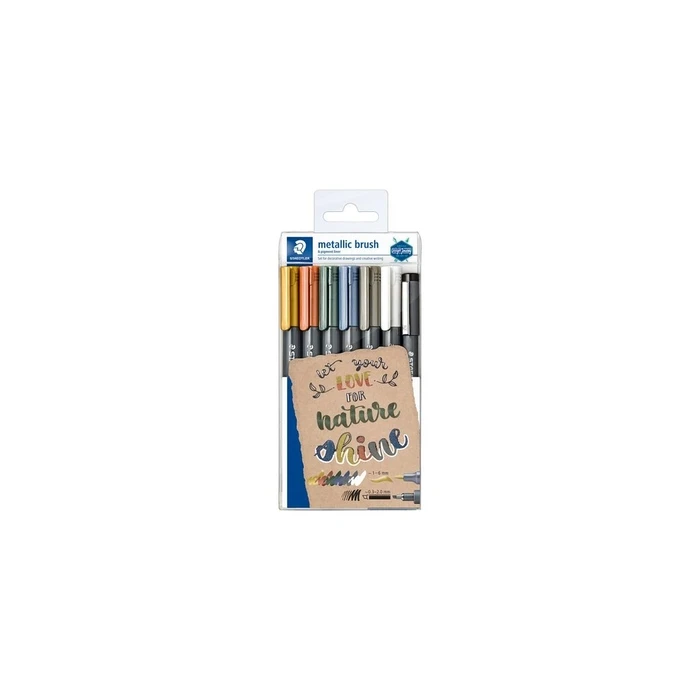 Μαρκαδόροι Staedtler Marker Metallic & White brush 6 St.& 1 pigm.