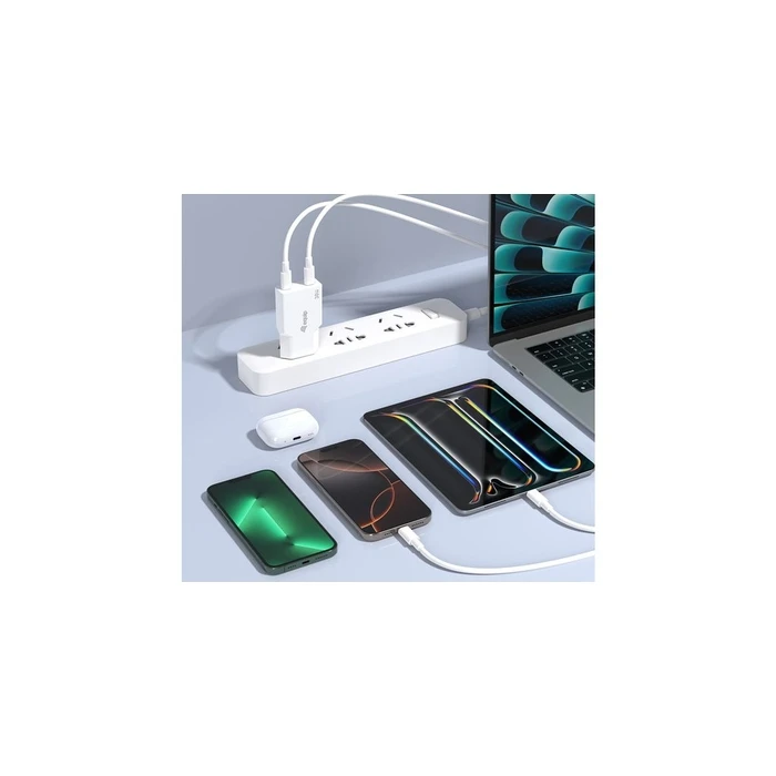 Φορτιστής Equip 2Port USB-C PD3.0/USB-A GaN Slim 30W White