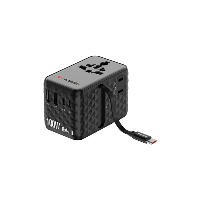 Φορτιστής Verbatim Charge'n'Travel Adapter 100W 1C retractable black