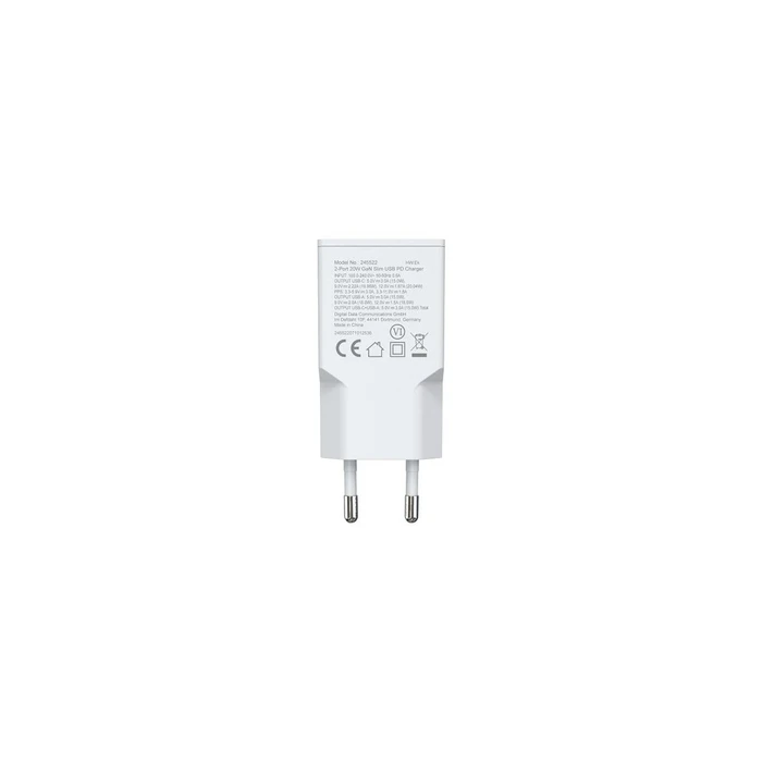 Φορτιστής Equip 2Port USB-C PD3.0/USB-A GaN Slim 20W White