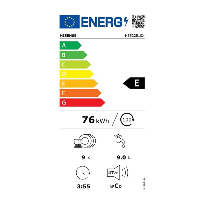 Πλυντήριο Πιάτων 45cm Hisense Hs522E10X