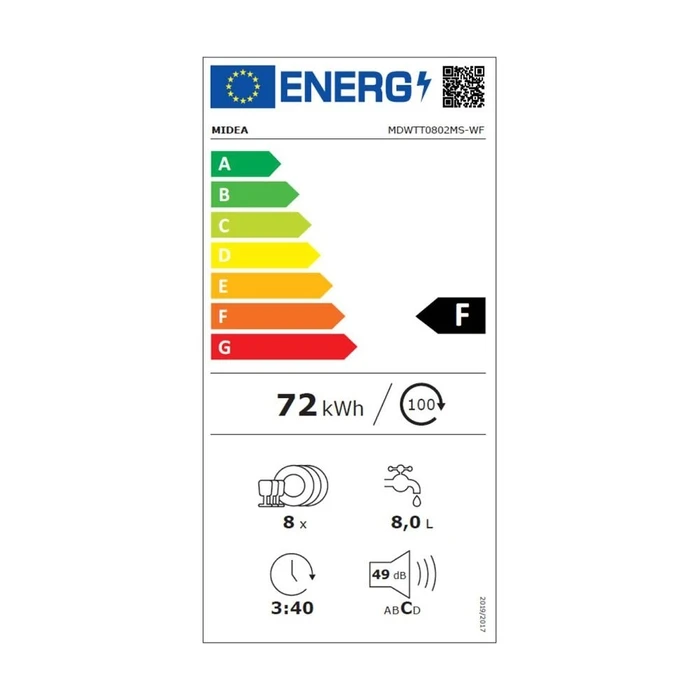 Πλυντήριο Πιάτων Ανω Πάγκου Midea Mdw2T0802Ms-Wf