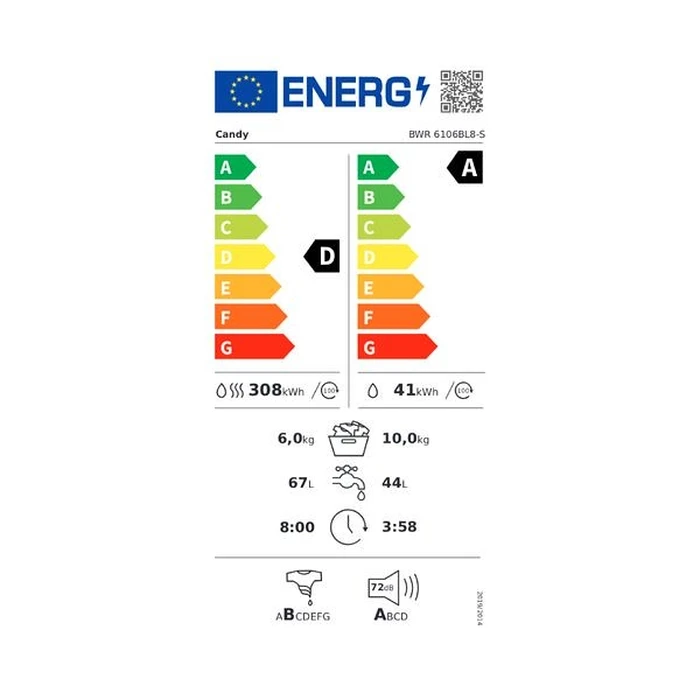 Πλυντήριο-Στεγνωτήριο 10/6Kg Candy Bwr 6106Bl8-S