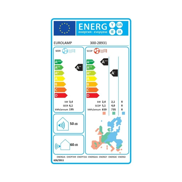 Eurolamp 300-28931 Aere 12.000 BTU/h Κλιματιστικό Inverter