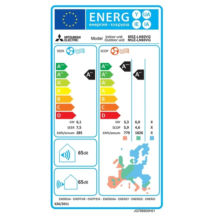 Mitsubishi Electric MSZ LN60VGV White 22.000 BTU/h Κλιματιστικό Inverter