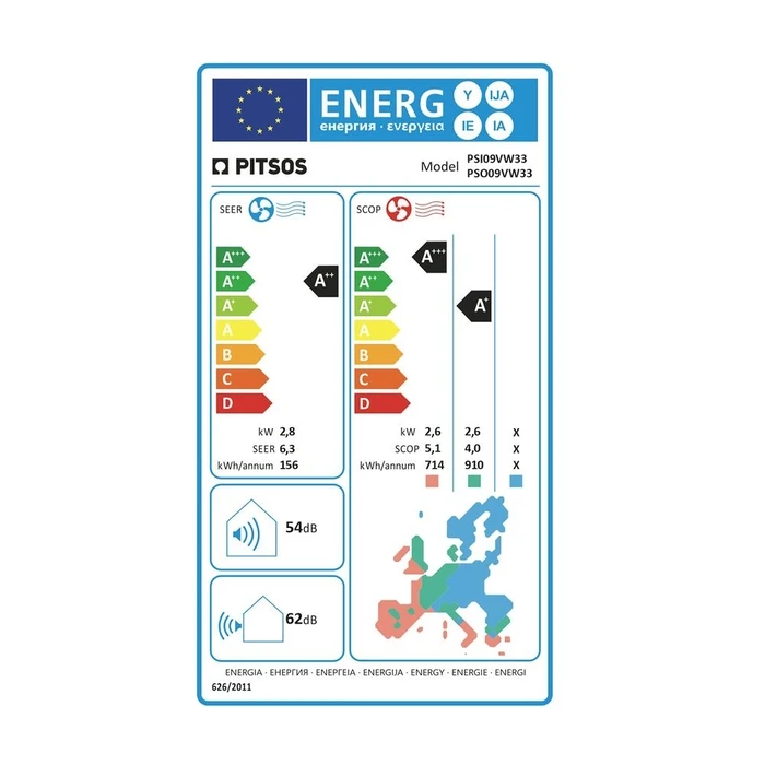 Pitsos PSI09VW33 Φοίβη Comfort 9.000 BTU/h Κλιματιστικό Inverter