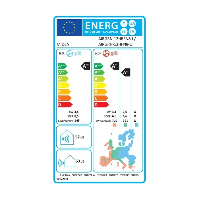 Midea AIRGRN12 Air Green White 12.000 BTU/h Κλιματιστικό Inverter