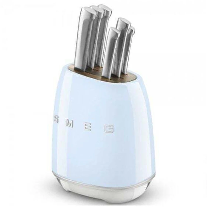SMEG Σετ Μαχαιριών με Μπλοκ 50's Style Pastel Blue (KBSF02PB)