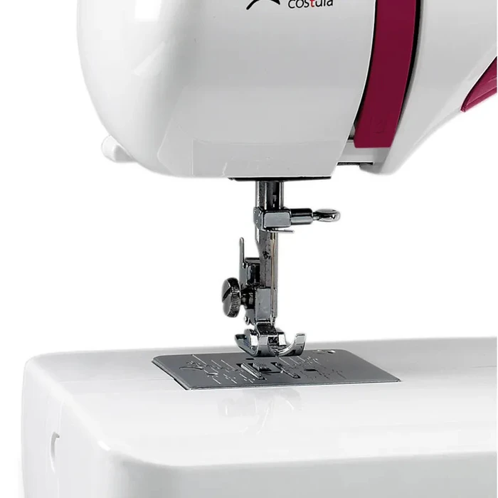 JATA Sewing Machine Double Needle Electronic Pedal Portable 70W MC695 White-Red