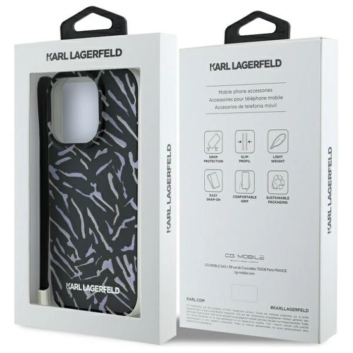 Karl Lagerfeld KLHCP16LHZBPKCCU Apple iPhone 16 Pro Zebra With Cord purple