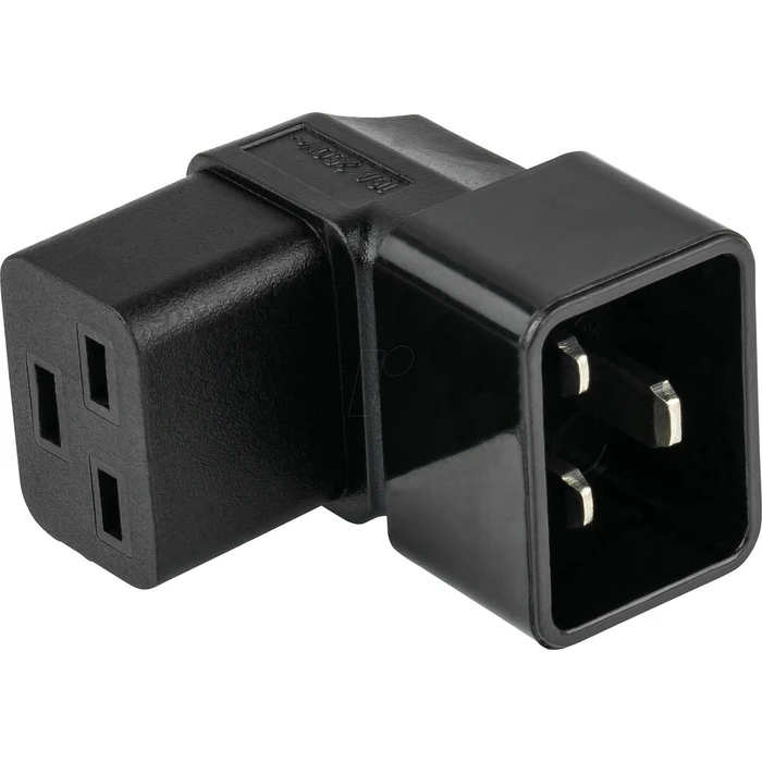 kabelmeister Power Adapter IEC C20 (plug) to IEC C19 (socket), Angled Up/Down, Black