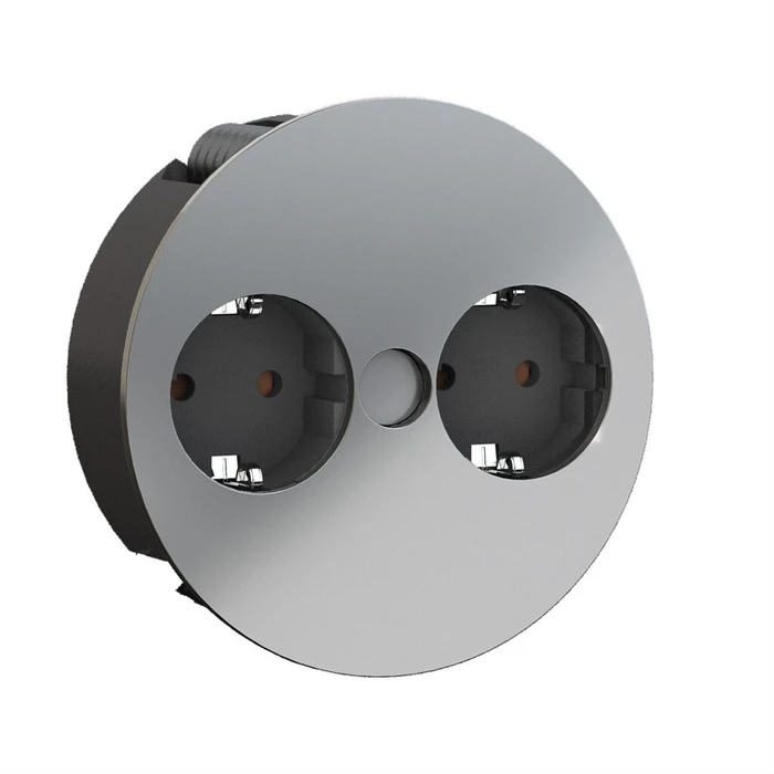 Bachmann TWIST 2x Schutzkontakt εντοιχισμένη πρίζα (χρώμιο), καλώδιο 2 m