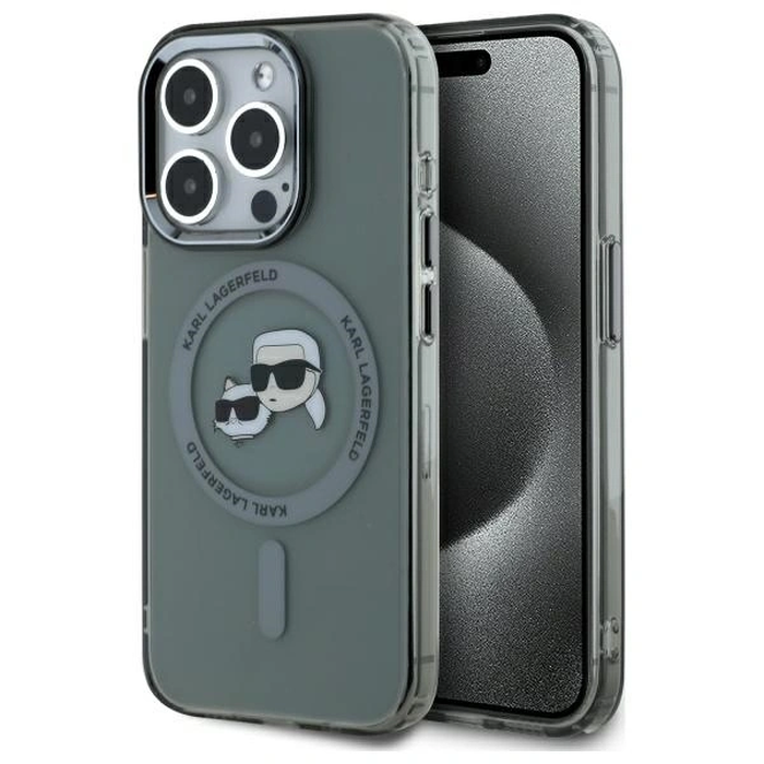 Karl Lagerfeld KLHMP15LHLSKCK Apple iPhone 15 Pro hardcase IML Metal Karl&Choupette Head MagSafe black