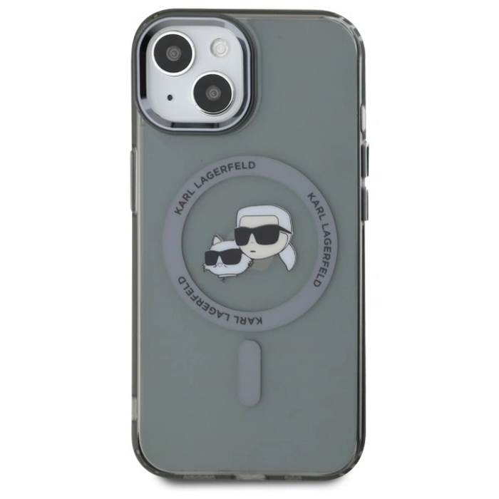 Karl Lagerfeld KLHMP15SHLSKCK Apple iPhone 15 hardcase IML Metal Karl&Choupette Head MagSafe black