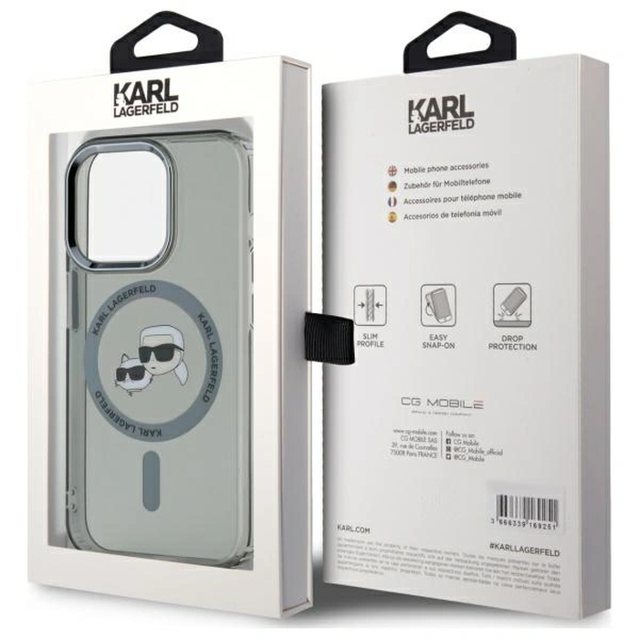 Karl Lagerfeld KLHMP15XHLSKCK Apple iPhone 15 Pro Max hardcase IML Metal Karl&Choupette Head MagSafe black