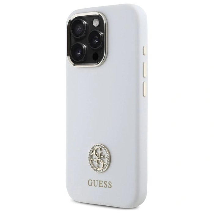Guess GUHCP16LM4DGPH Apple iPhone 16 Pro hardcase Silicone Logo Strass 4G white