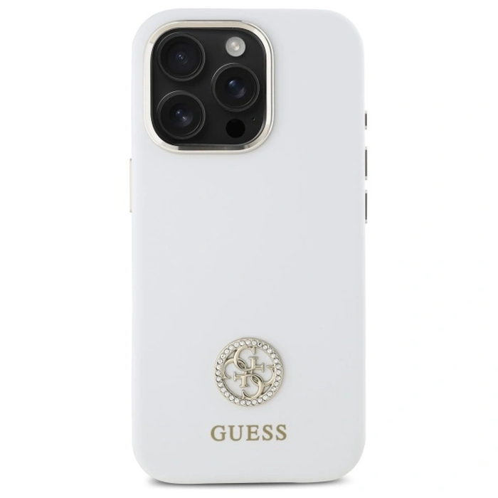 Guess GUHCP16LM4DGPH Apple iPhone 16 Pro hardcase Silicone Logo Strass 4G white