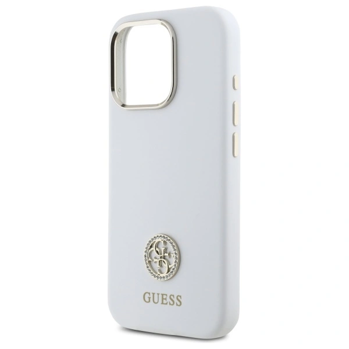 Guess GUHCP16LM4DGPH Apple iPhone 16 Pro hardcase Silicone Logo Strass 4G white