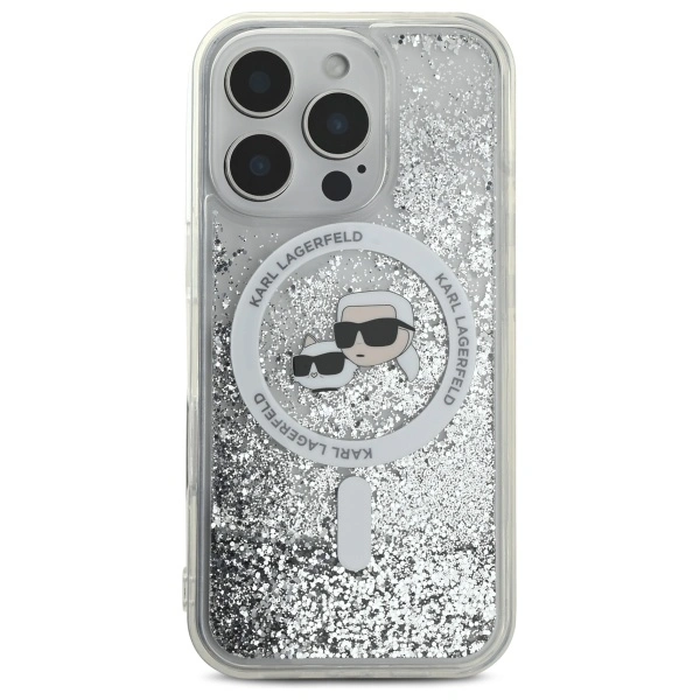 Karl Lagerfeld KLHMP16LLGKCSGH Apple iPhone 16 Pro hardcase Liquid Glitter Karl&Choupette Head Magsafe transparent