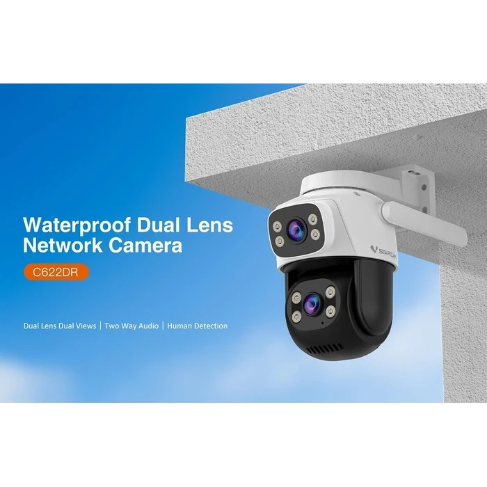 Smart Κάμερα Vstarcam C622Dr, Dual Lens, 2Mp, Wifi, Sd, Ptz, IP66 (ελαφρως χρησιμοποιημενο )