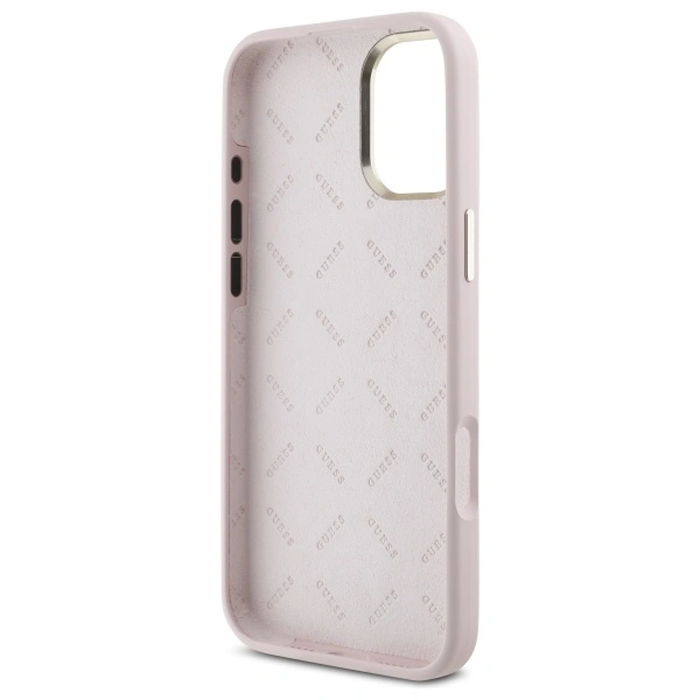 Guess GUHCP16MSMBSLP Apple iPhone 16 Plus hardcase Silicone Script Metal Logo & Frame pink