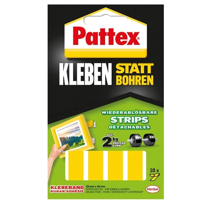 Pattex Kleben statt Bohren - Αφαιρούμενες αυτοκόλλητες ταινίες στερέωσης, 10 τεμ.