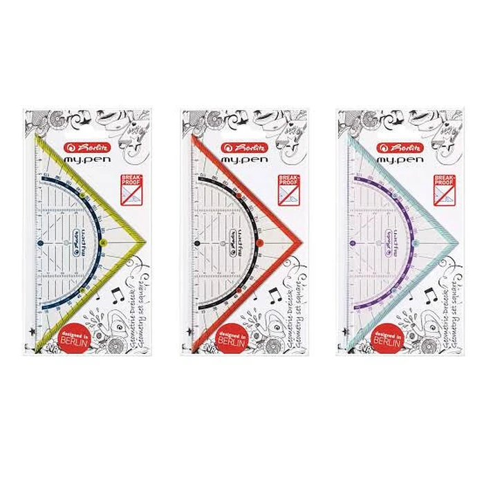 Herlitz my.pen Geometry Triangle 16 cm, assorted colours, 1 pc blister