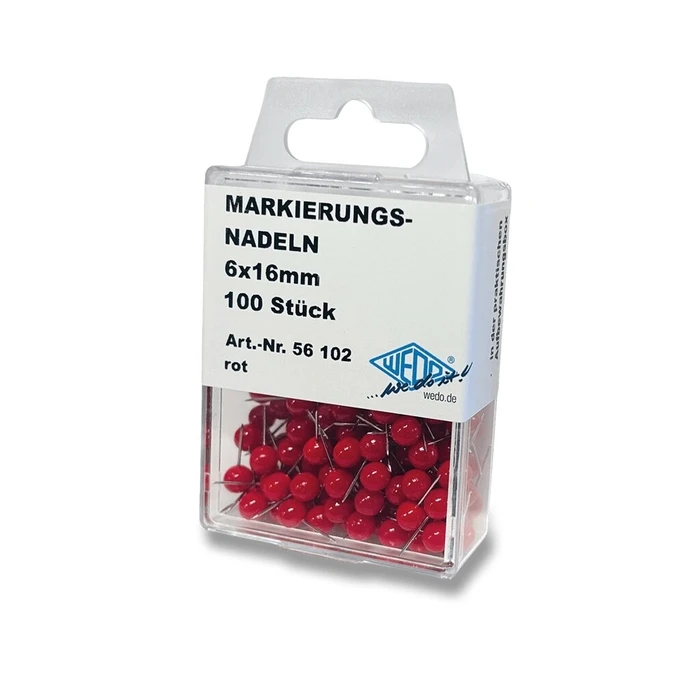 WEDO Σημειωτικές Κουκίδες/Καρφίτσες 6 x 16 mm 100 τεμ., Κόκκινες