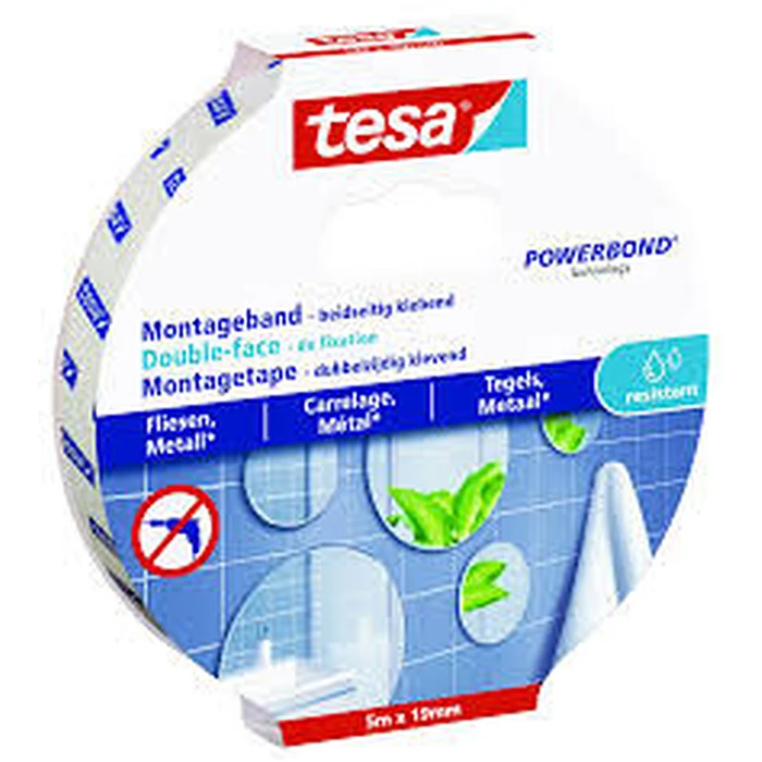 tesa μονωτική/μοντάζ ταινία για πλακάκια & μέταλλο, ανθεκτική στην υγρασία, 5 m x 19 mm