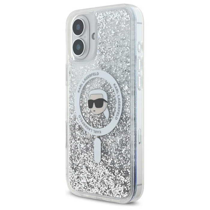 Karl Lagerfeld KLHMP16MLGKISGH Apple iPhone 16 Plus hardcase Liquid Glitter Karl Head Magsafe transparent
