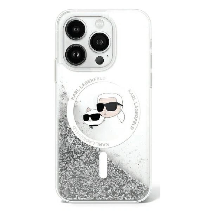 Karl Lagerfeld KLHMP16SLGKCSGH Apple iPhone 16 hardcase Liquid Glitter Karl&Choupette Head Magsafe transparent