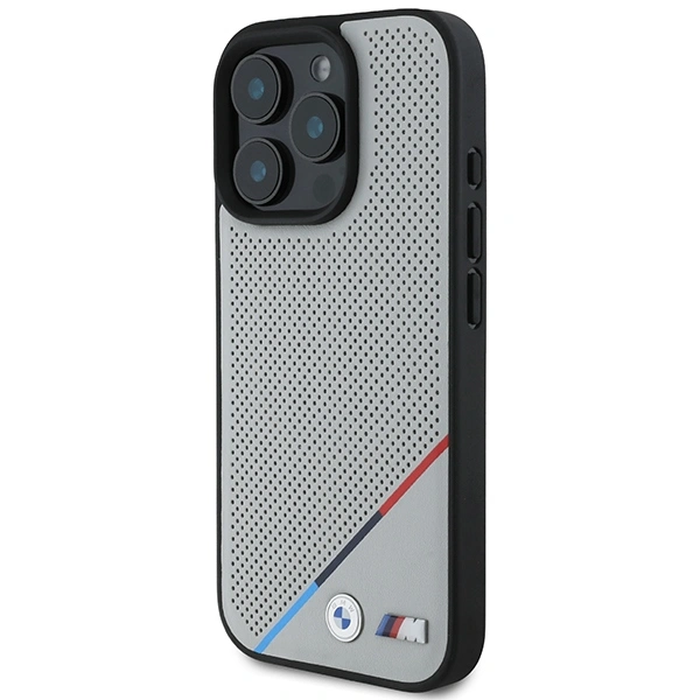 BMW BMHMP16L23PUPDG Apple iPhone 16 Pro hardcase M Perforated Tricolor Line MagSafe grey