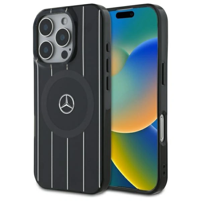 Mercedes MEHMP16L23HRSK Apple iPhone 16 Pro hardcase MB Double Layer Crossed Lines MagSafe black