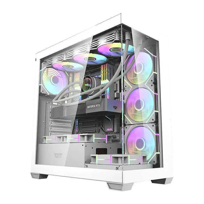 Darkflash DS900 White Midi Tower Κουτί Υπολογιστή με Πλαϊνό Παράθυρο και 7 ARGB FansΜΕ ΞΕΚΟΛΛΗΜΕΝΟ ΤΟ ΕΝΑ ΠΟΔΑΡΑΚΙ (ΒΛΕΠΕ ΕΙΚΟΝΑ 2)