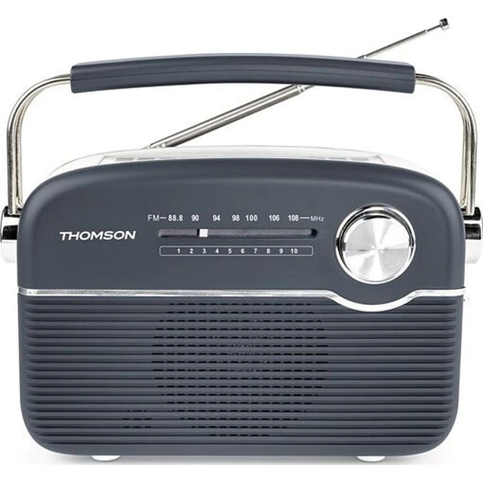 THOMSON Radio FM + BT Speaker Retro Style Solar or USB-C Charging Grey/White RTS450BTG