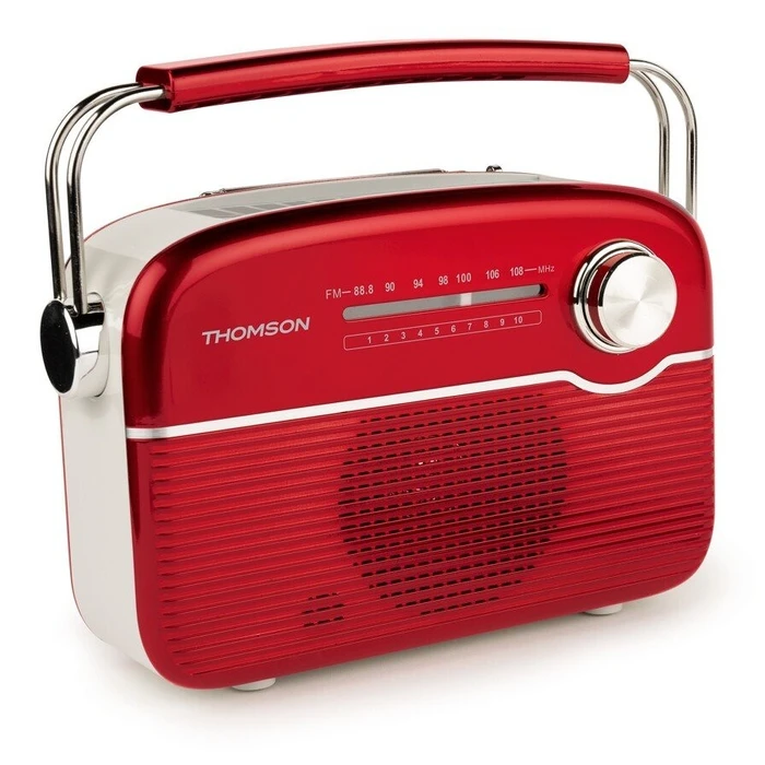 Ραδιόφωνο THOMSON RTS450BTR FM + Bluetooth με Ηλιακή Φόρτιση ή USB‑C (Κόκκινο/Λευκό)