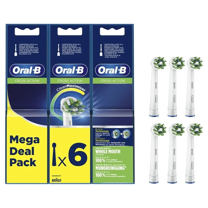 Oral‑B Pro CrossAction Replacement Brush Heads - 6 Pack (White)