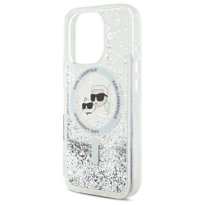 Karl Lagerfeld KLHMP16XLGKCSGH Apple iPhone 16 Pro Max hardcase Liquid Glitter Karl&Choupette Head MagSafe transparent