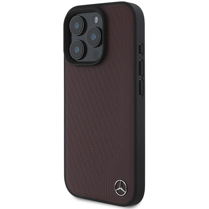 Mercedes MEHMP16L23RBGVR Apple iPhone 16 Pro hardcase MB Wood Imitation Leather MagSafe red