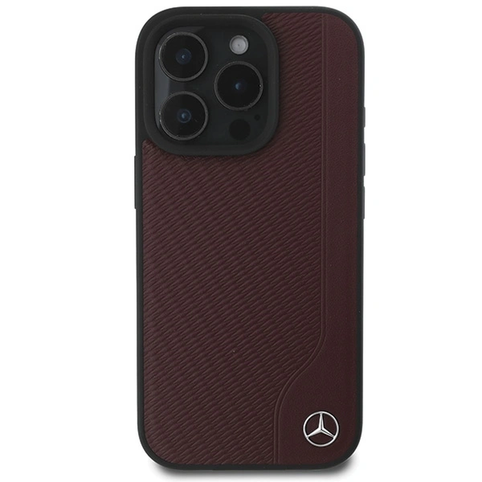 Mercedes MEHMP16L23RBGVR Apple iPhone 16 Pro hardcase MB Wood Imitation Leather MagSafe red