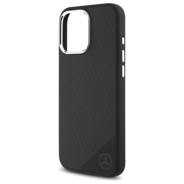 Mercedes MEHMP16L23SUGDK Apple iPhone 16 Pro hardcase Silicone Tonal Logo Wood Pattern MagSafe black