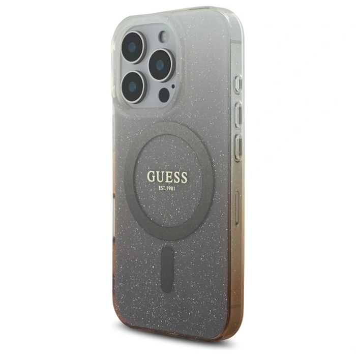 Guess GUHMP16LHGRCELW Apple iPhone 16 Pro hardcase IML Glitter Gradient MagSafe brown